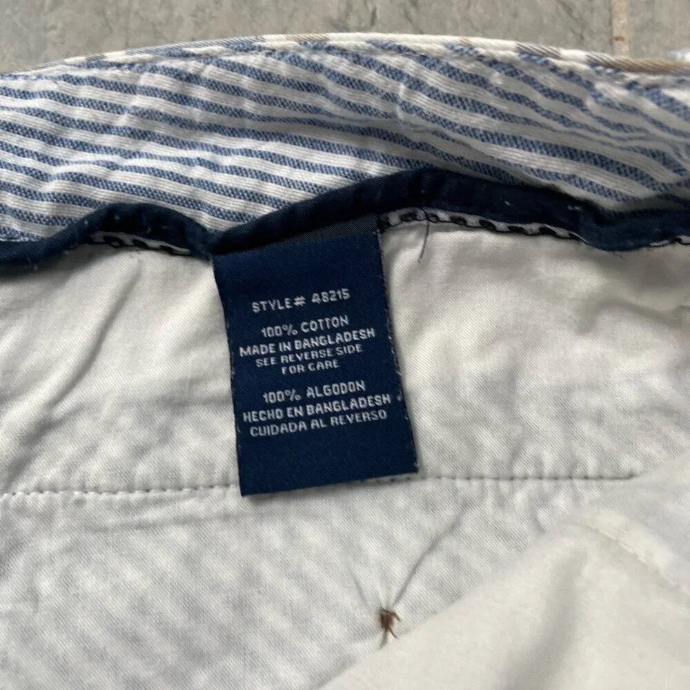 Olde School Brand Flat Front Cotton Chino Shorts Blue White Plaid Men's Size 38